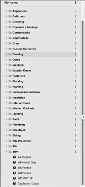 The power of Stack is found in the ability to define your own “Items” and build them into “Assemblies.” Here, we see the item library.