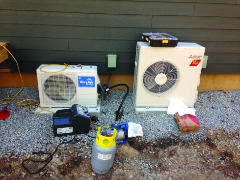 And the outdoor coil. Both were installed at the home of David Treleven, who has since started working for Ultra-Aire maker Therma-Stor. The unit gives Treleven’s Passive House dry air without adding excess heat to the living space.