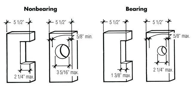 Notches in loadbearing walls under 10 ft. tall should not exceed 25% of stud depth. Bored holes should not exceed 40% of a loadbearing stud’s depth and should be at least 5/8 in. from the edge.