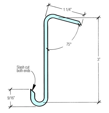 A slate hook is driven into the sheathing in the joint under the replacement slate. Use copper or stainless steel for a permanent replacement repair.