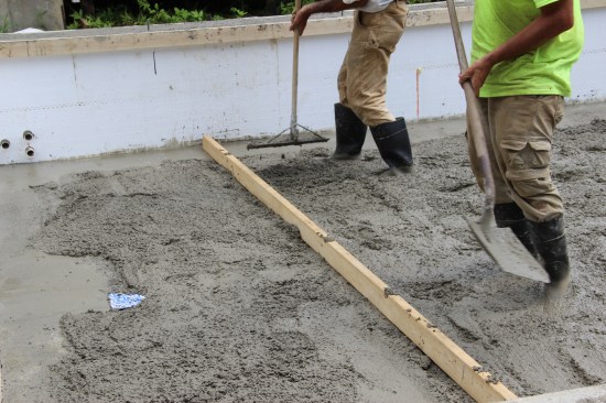 Then we poured and struck off the rest of the slab.