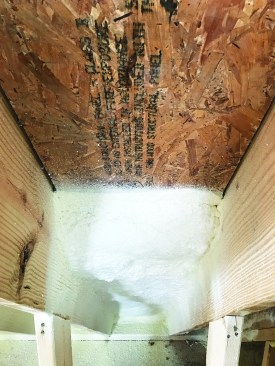 Spray foam is applied to the underside of the vent channel. If there are imperfections in the spray-foam application, the vent provides backup to clear any moisture.