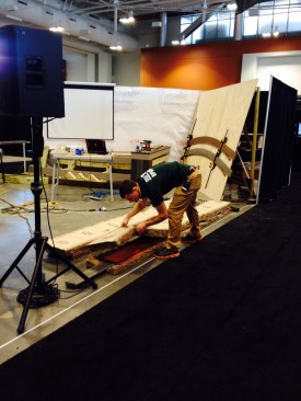 Jason Katwijk demonstrates composite decking bending techniques at the 2017 Deck Expo in Nashville.