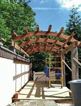 All the structural-grade bamboo poles we used on the project were grown in South America and acquired from Guadua Bamboo (koolbambbo.com), a Florida firm. They shipped the bamboo to us by truck.  