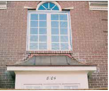The correct location for through-wall flashing above a bay window is above the roof.