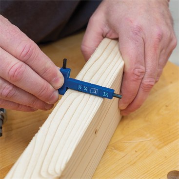 Material-thickness depth marks make setting the depth stop a breeze.