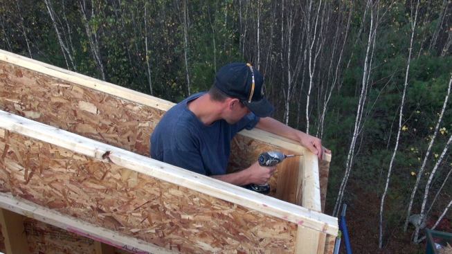 Short pieces of I-joist were used to block between all the rafters.