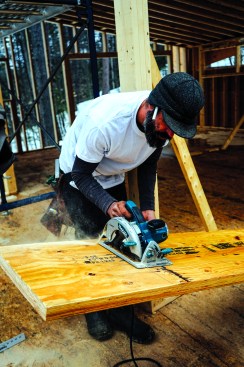 Then the pieces were cut to length at the architect-specified 10-degree angle.