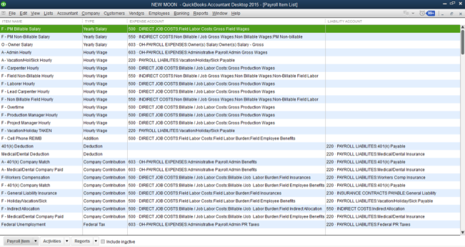 Screenshot showing how to account for labor when using QuickBooks