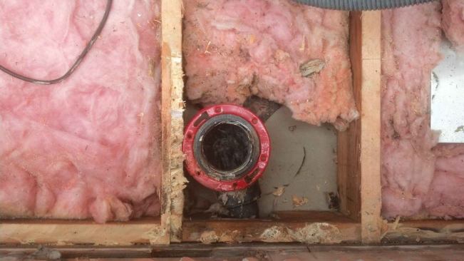 Leaks at drains often occur because the original contractor had used the wrong assembly, such as a toilet closet flange ...
