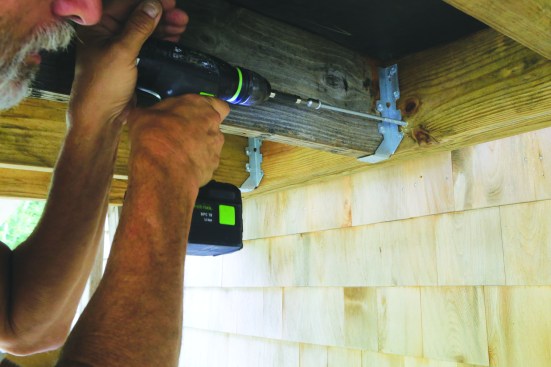 To install FastenMaster’s LTS tie, first drive the screw to the proper depth.