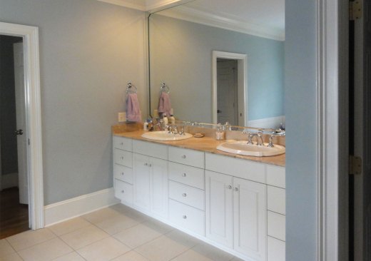 Before: The complete renovation of the second floor sacrificed 70 square feet of the existing bathroom to form a separate bathroom for the clients' daughter.
