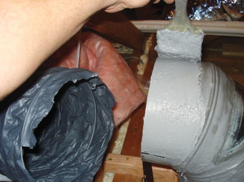 Our crew knows that when metal parts show up on the jobsite, for example, they are wiped down with denatured alcohol in preparation for receiving future sealant. And when supply boots are cut in, they're caulk-sealed and foamed in place before the crew moves on to the next one.