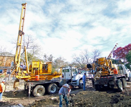 To place the piers, we worked with a drilling company to bore through the clay.