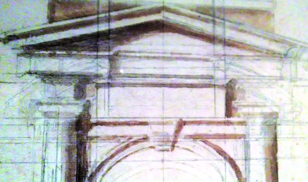 Detail for a gate in the Aurelian walls; according to Vasari, Michelangelo provided five drawings for the job, and the client, Pope Pius IV, chose the least expensive option.