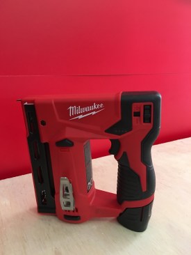 Here's a look at the M12™ 3/8” crown stapler (T50® Style) Model #2447-21. It will fire up to 1500 staples on one battery, features bump and sequential fire modes, is small enough to fit in a tool pouch, takes staples 1/4"-9/16", and has a power adjustment dial. Avaiailable October 2017. Cost: $99 (bare tool), $149 (kit that includes tool, one battery, charger, and carrying case).