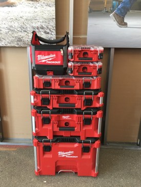 WIthout a doubt, the new products that got the most buzz and attention by attendees this year was the Packout Modular Storage System. The system allows boxes, organizers, and totes of multiple sizes and configurations to easily stack and lock together. There's a rolling box with handles, which is at the bottom of the stack in this photo. It has a telescoping handle, wheels, weather seal and IP65 rating, a dedicated place inside the lid for mounting a Tick, and is rated for 250 lbs. There are two storage boxes above that of various sizes, a couple of organizer sizes, and then three sizes of totes as well. Available September 2017. Cost: TBD