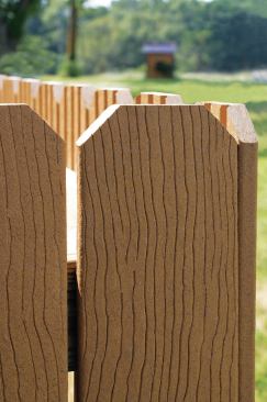 MoistureShield’s composite fence pickets are made from the same material as its composite deck boards and should offer similar performance.