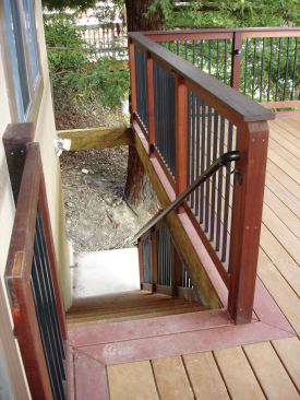 To meet code, the deck features 42-inch-high guards and graspable handrails. 