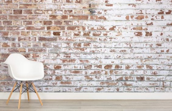 Murals Wallpaper in White Paint Brick
