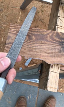 After marking the finer adjustments the author uses a rasp to carefully remove more material. Patience is important; you won’t get it right the first time.