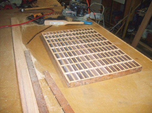 This HVAC floor register (above) was restored using a cleat system on a table-saw sled like the one shown previously. A similar method  can also be used for making a Craftsman-style screen like the one shown at right.