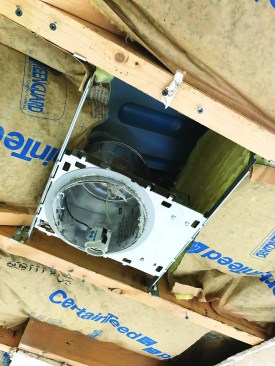 But given the location of the water stains, the author knew this was not a leak, but rather condensation due to poor insulation and air leaks around the recessed light fixtures.