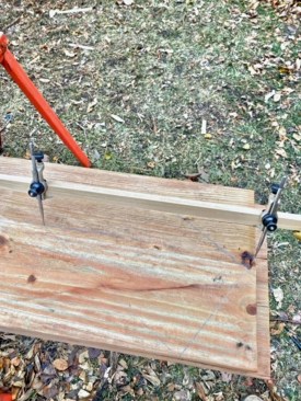 The same distance can be stepped off near the middle of the stringer along a line defined by the points where the  risers and treads  intersect. This creates an added level of accuracy, as the corresponding points on the edge of the stringer can be harder to locate because of the board's rounded corners and wane along the edge. 