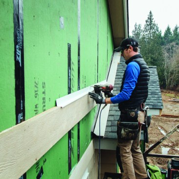 The top of the ribbon needs a Z-flashing, which must be integrated with the Zip System WRB, using Zip Tape.