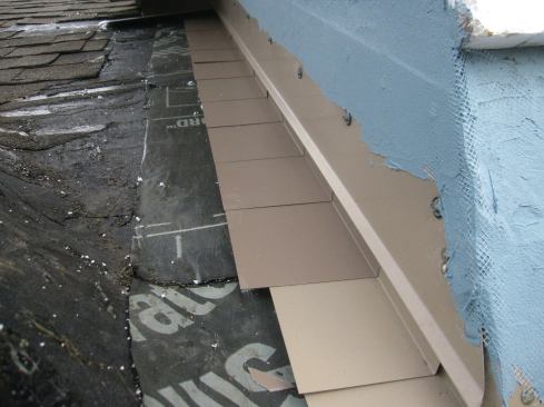 Roof-to-wall intersections see an enormous amount of water, making these critical areas to flash well. Step flashing should be woven in with the roof shingles, and then a counterflashing installed to protect against water getting behind the top edge of the step flashing.