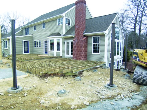 Figure 6. The fruit of the computer-drawn plans was correctly located footings for both the deck and the curved pergola.