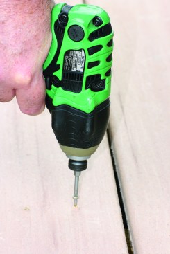 Figure 1. Although driven with a nail gun, screw nails, like this UFO Ballistic NailScrew, can be withdrawn or set deeper with a screwdriver.