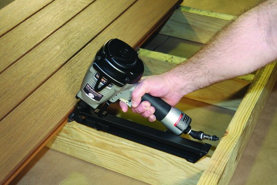 Figure 3. Tiger Claw’s gun is a game changer in speeding up hidden fastener installation.