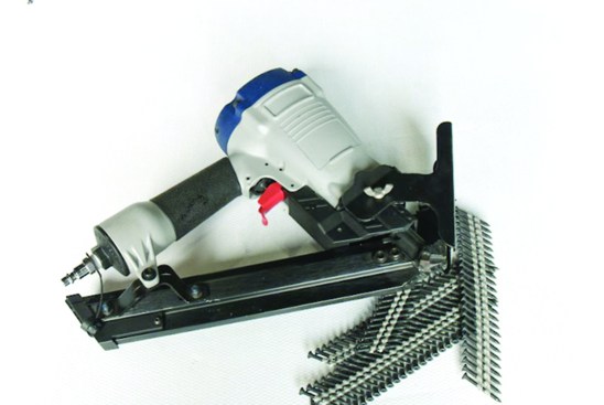 Figure 7. Hetra’s Power Driver allows the user to stand on the installed decking when driving screw-nails.