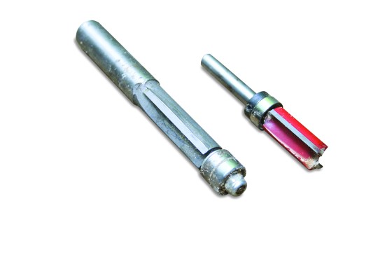 Figure 4. The bearings of flush-cut bits can be located above or below the cutter.  