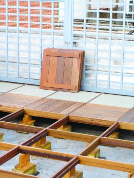 Figure 4. Cleats screwed from below unite the ipe boards into panels with a fastener-free look.