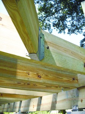 Figure 3. Skewed hangers allow a proper structural connection for 45-degree joists.
