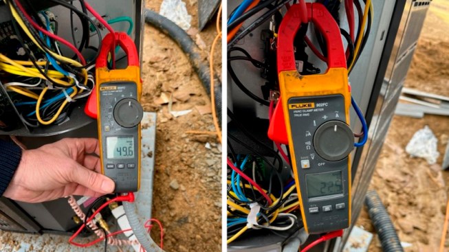 Holtzman Corp., a propane supplier serving Central Virginia, recently tested Home Soft-Start Kit for a manufactured homebuilder. The soft-start unit cut a heat pump inrush current (the surge at startup) by half, as you can see on the HVAC clamp meter.