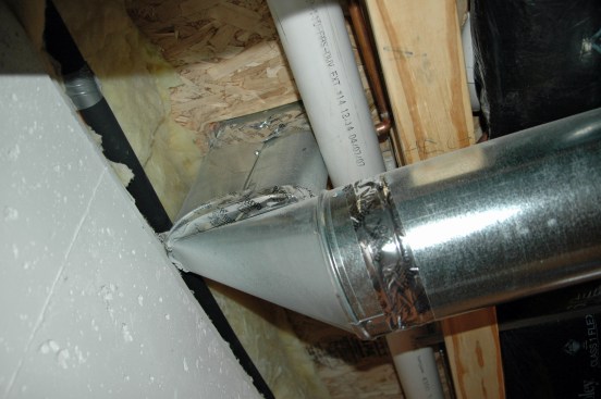 Wrong. This metal duct has some, but not all, seams sealed, and it is not insulated—conditions that will significantly lower the discharge temperature at the supply register.
