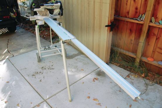 A second-stage fence with a stop at the end extends an additional 36 inches from the wing to allow longer repetitive cuts, but the extension can't support much weight.