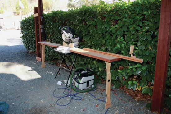 Expert finish carpenter, Gary Katz, loves his Festool Kapex miter saw, but he doesn't like the Kapex UG stand because the wings are too narrow for the work he does. Instead, he mounts his saw on a four-legged stand and quickly attaches a 1-foot by 5-foot wing to each side of the saw using the Kapex-Sawhelper connecting brackets that sell for $88 per pair at multiblades.com.