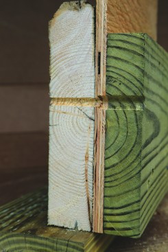 A pilot (lead) hole through a rim joist should be about 5/16 inch for lags.