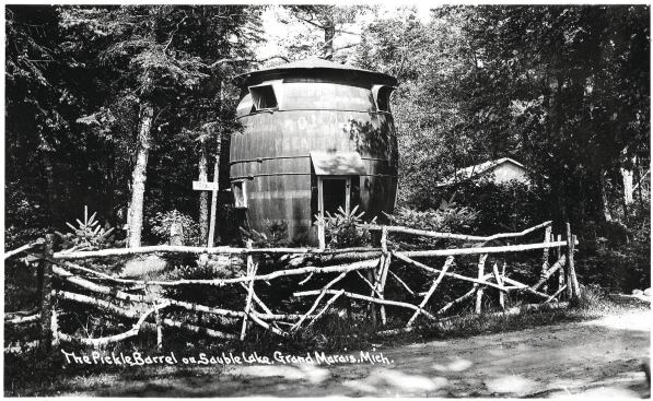 The rectangular “Private” sign on the tree to the barrel’s left wasn’t taken seriously by the throngs of curious visitors who reportedly flocked to the structure during its 11-year tenure as a lakeside camp. In 1936, having had enough of life in a barrel—which may have seemed more like a goldfish bowl at times—the original owners sold it and went elsewhere.