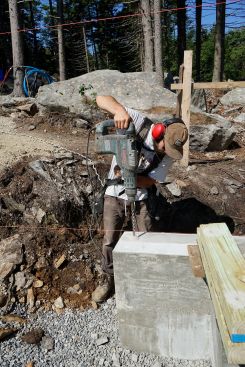 The crew places concrete and frames up stemwalls.