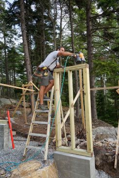The crew places concrete and frames up stemwalls.