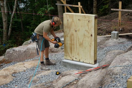 The crew places concrete and frames up stemwalls.