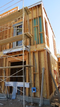 Workers had already begun to use the partially completed scaffold above, even though it had no end rails in place. The builder’s superintendent who noticed the situation stopped the work and “red-tagged” the scaffolding as off-limits, using caution tape.