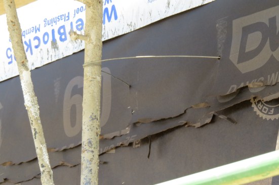 Wire ties create an ongoing inspection problem for the jobsite superintendent. Trade workers should not remove any wires while installing building paper or stucco.