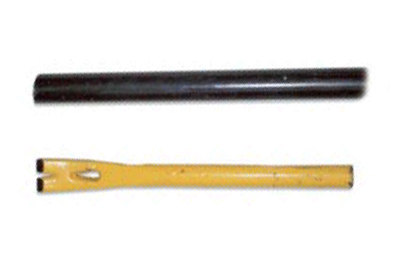 Cutting the end off a small crowbar/nail puller and fitting it into the end of an iron pipe provides a tool for reaching into tight spaces.