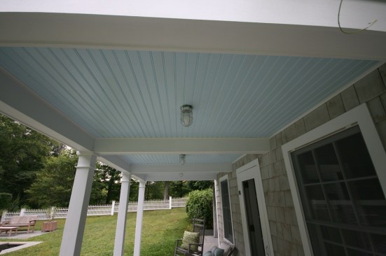 The beadboard porch ceiling was painted robin's egg blue, completing the traditional look.